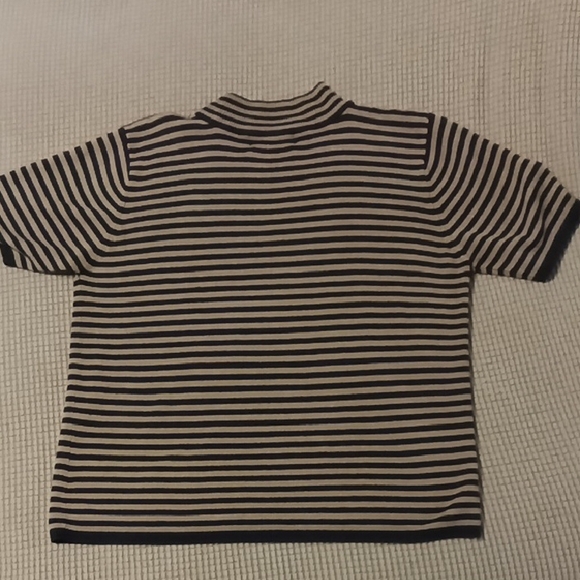 Sag Harbor Black and Tan Striped Blouse - Picture 2 of 3